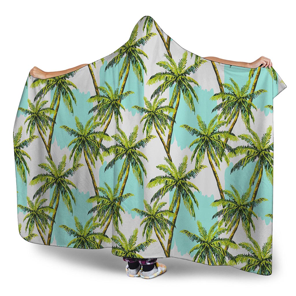 Palm Tree Tropical Pattern Print Hooded Blanket