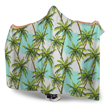 Palm Tree Tropical Pattern Print Hooded Blanket