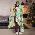 Palm Tree Tropical Pattern Print Hooded Blanket