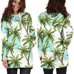 Palm Tree Tropical Pattern Print Hoodie Dress GearFrost