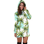 Palm Tree Tropical Pattern Print Hoodie Dress GearFrost