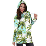 Palm Tree Tropical Pattern Print Hoodie Dress GearFrost