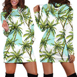 Palm Tree Tropical Pattern Print Hoodie Dress GearFrost