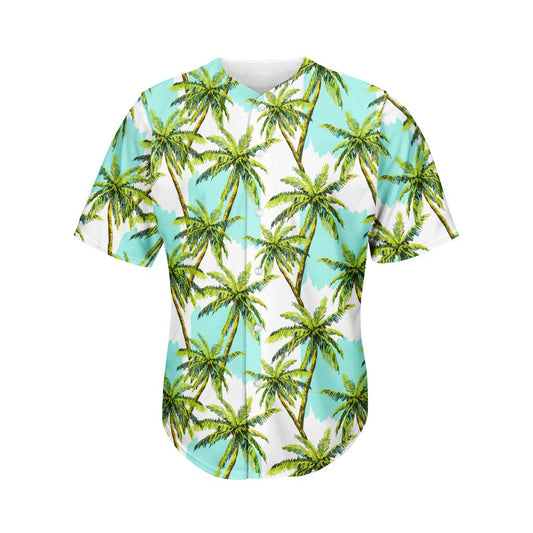 Palm Tree Tropical Pattern Print Men's Baseball Jersey