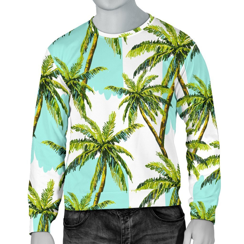 Palm Tree Tropical Pattern Print Men's Crewneck Sweatshirt GearFrost