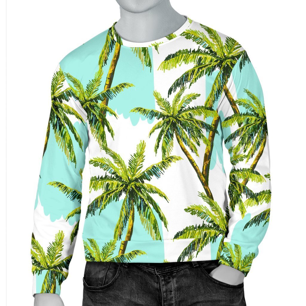 Palm Tree Tropical Pattern Print Men's Crewneck Sweatshirt GearFrost