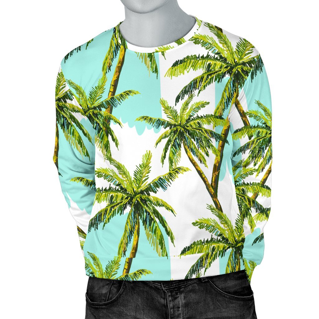 Palm Tree Tropical Pattern Print Men's Crewneck Sweatshirt GearFrost