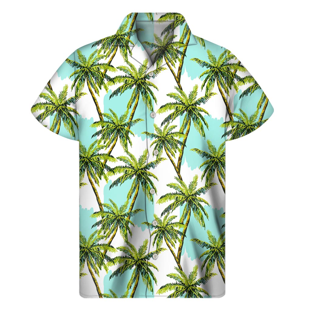 Palm Tree Tropical Pattern Print Men's Short Sleeve Shirt