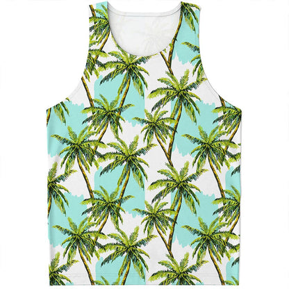Palm Tree Tropical Pattern Print Men's Tank Top