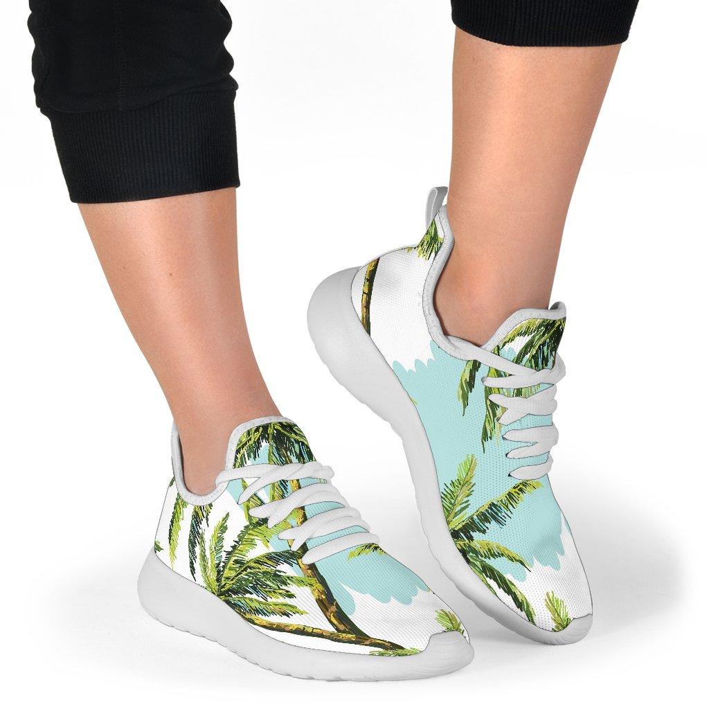 Palm Tree Tropical Pattern Print Mesh Knit Shoes GearFrost