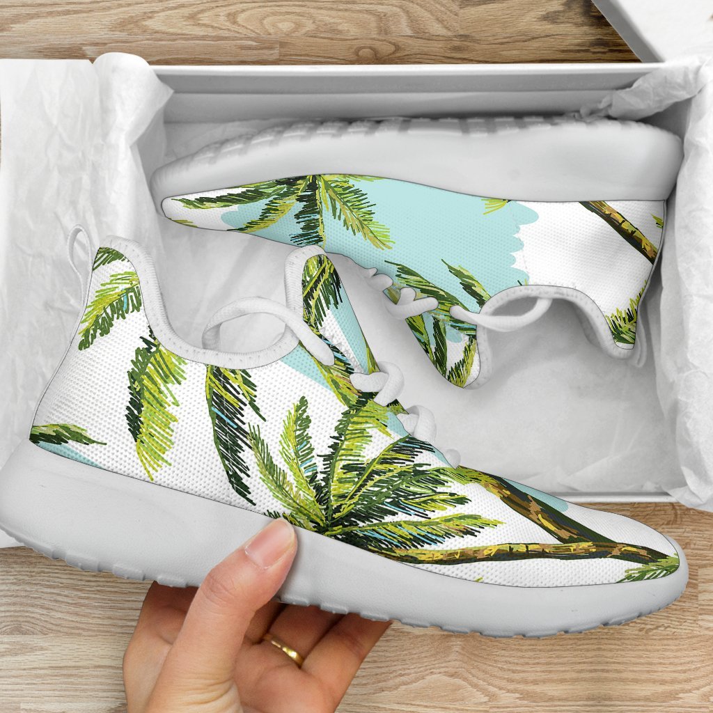 Palm Tree Tropical Pattern Print Mesh Knit Shoes GearFrost
