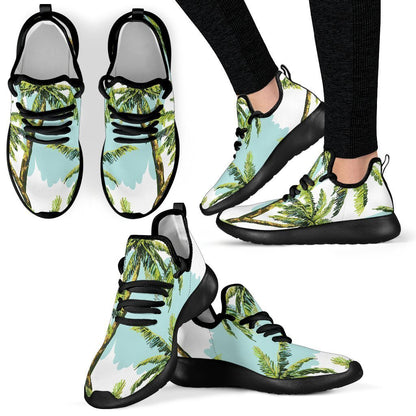 Palm Tree Tropical Pattern Print Mesh Knit Shoes GearFrost