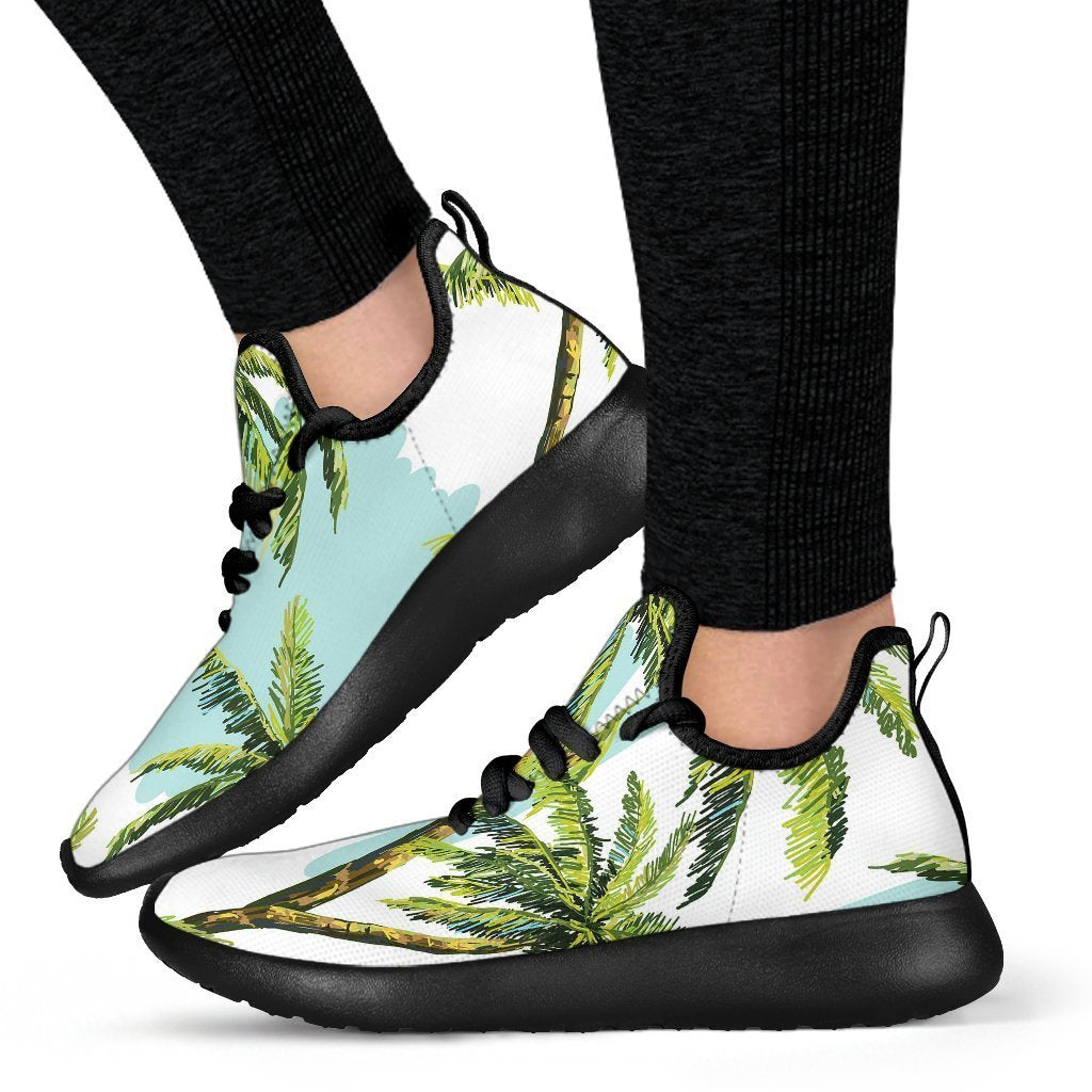 Palm Tree Tropical Pattern Print Mesh Knit Shoes GearFrost