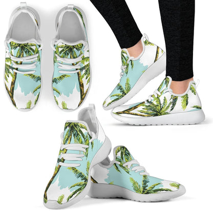 Palm Tree Tropical Pattern Print Mesh Knit Shoes GearFrost
