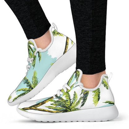 Palm Tree Tropical Pattern Print Mesh Knit Shoes GearFrost