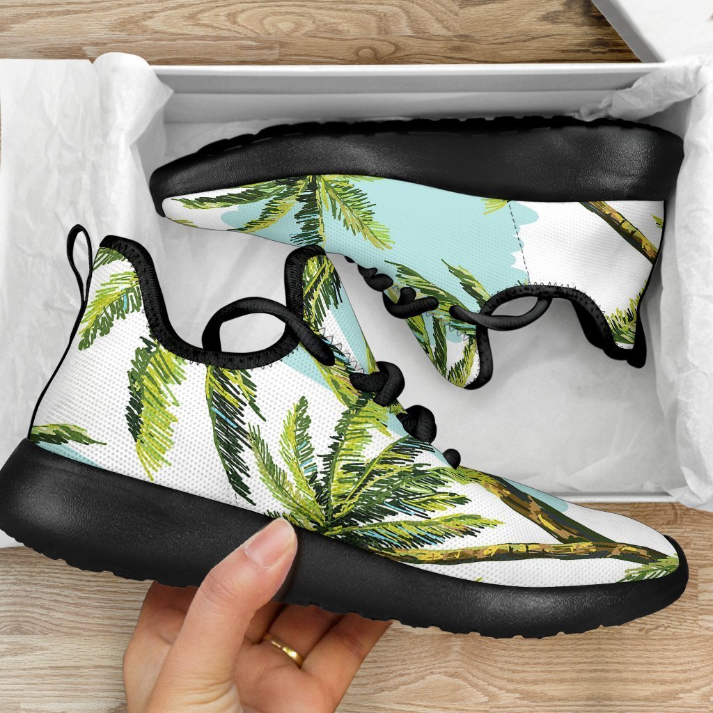 Palm Tree Tropical Pattern Print Mesh Knit Shoes GearFrost