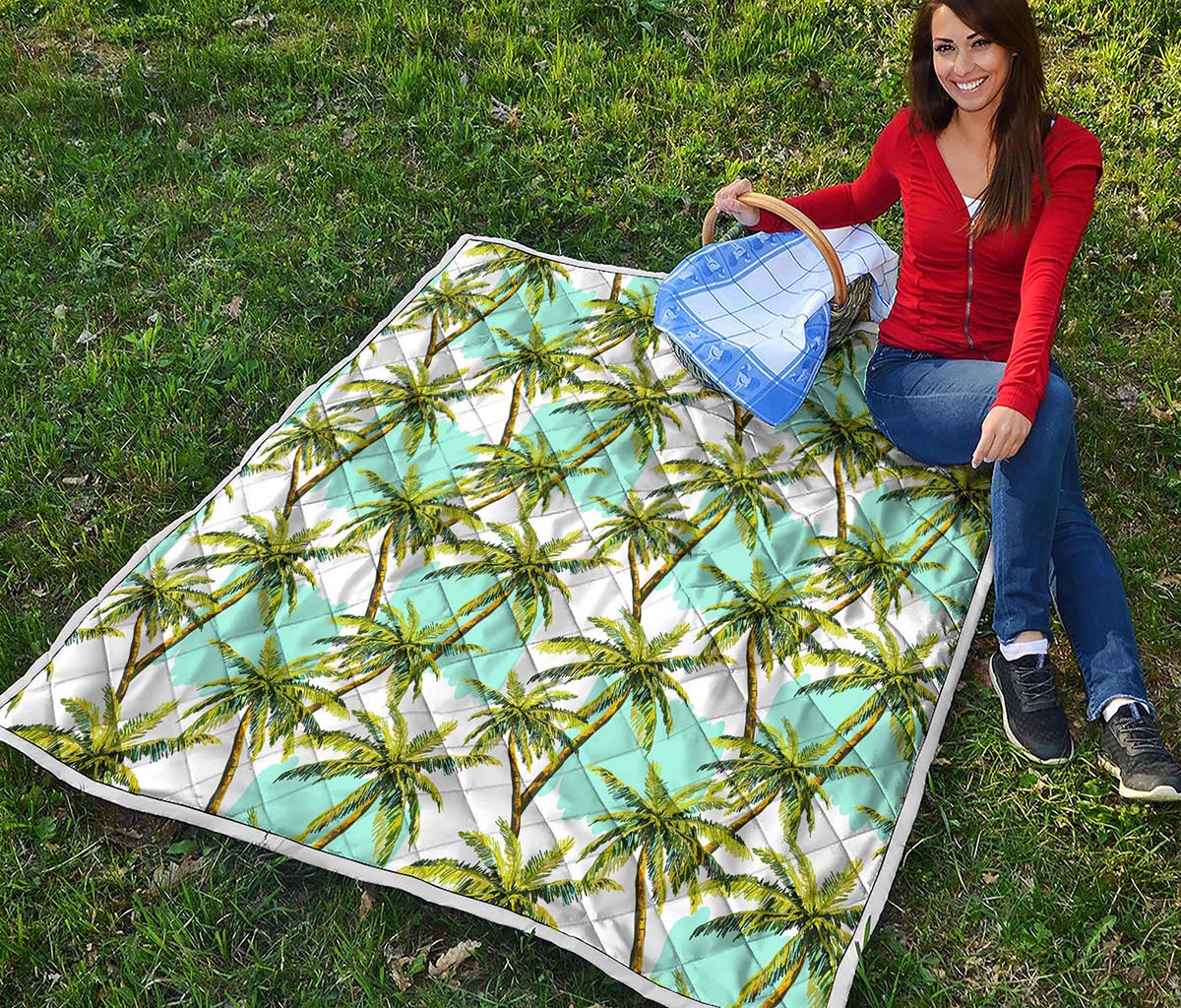 Palm Tree Tropical Pattern Print Quilt
