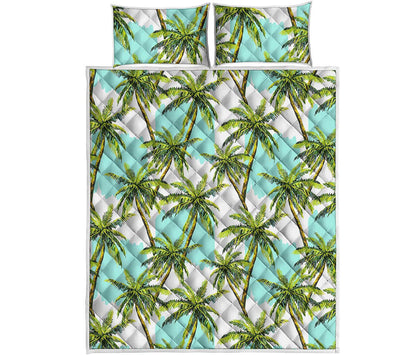 Palm Tree Tropical Pattern Print Quilt Bed Set