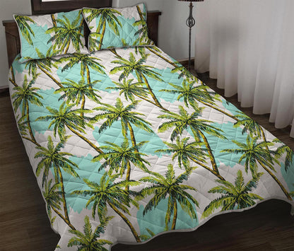 Palm Tree Tropical Pattern Print Quilt Bed Set