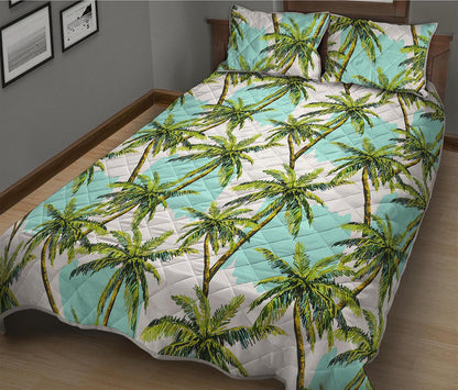 Palm Tree Tropical Pattern Print Quilt Bed Set