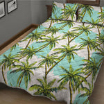 Palm Tree Tropical Pattern Print Quilt Bed Set