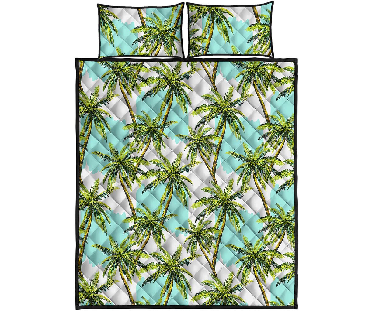 Palm Tree Tropical Pattern Print Quilt Bed Set