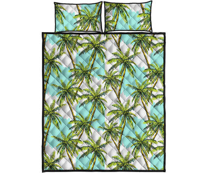 Palm Tree Tropical Pattern Print Quilt Bed Set