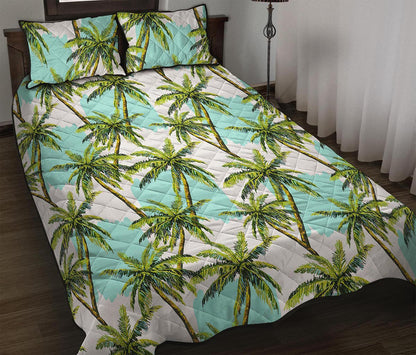 Palm Tree Tropical Pattern Print Quilt Bed Set