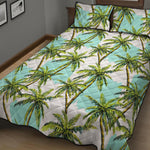 Palm Tree Tropical Pattern Print Quilt Bed Set