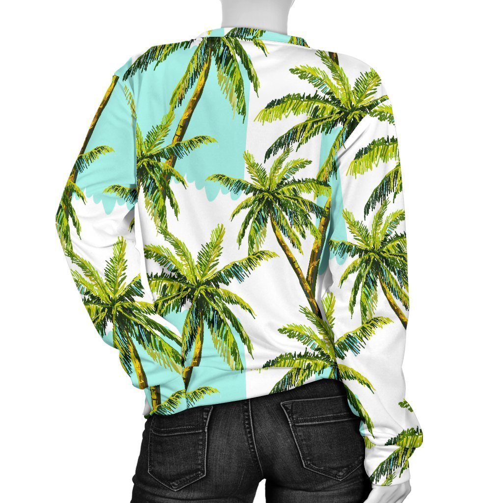 Palm Tree Tropical Pattern Print Women's Crewneck Sweatshirt GearFrost