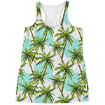 Palm Tree Tropical Pattern Print Women's Racerback Tank Top