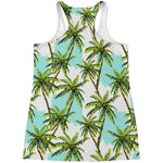 Palm Tree Tropical Pattern Print Women's Racerback Tank Top
