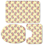 Panda Firefighter And Cat Pattern Print 3 Piece Bath Mat Set