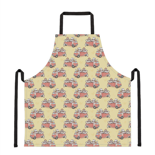 Panda Firefighter And Cat Pattern Print Apron