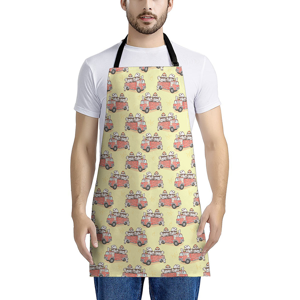 Panda Firefighter And Cat Pattern Print Apron