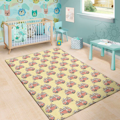 Panda Firefighter And Cat Pattern Print Area Rug