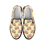 Panda Firefighter And Cat Pattern Print Black Slip On Shoes