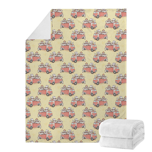 Panda Firefighter And Cat Pattern Print Blanket