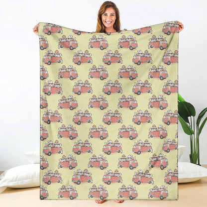 Panda Firefighter And Cat Pattern Print Blanket