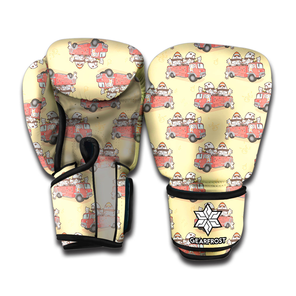 Panda Firefighter And Cat Pattern Print Boxing Gloves