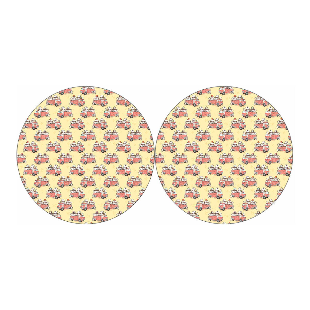 Panda Firefighter And Cat Pattern Print Car Coasters