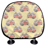 Panda Firefighter And Cat Pattern Print Car Headrest Covers