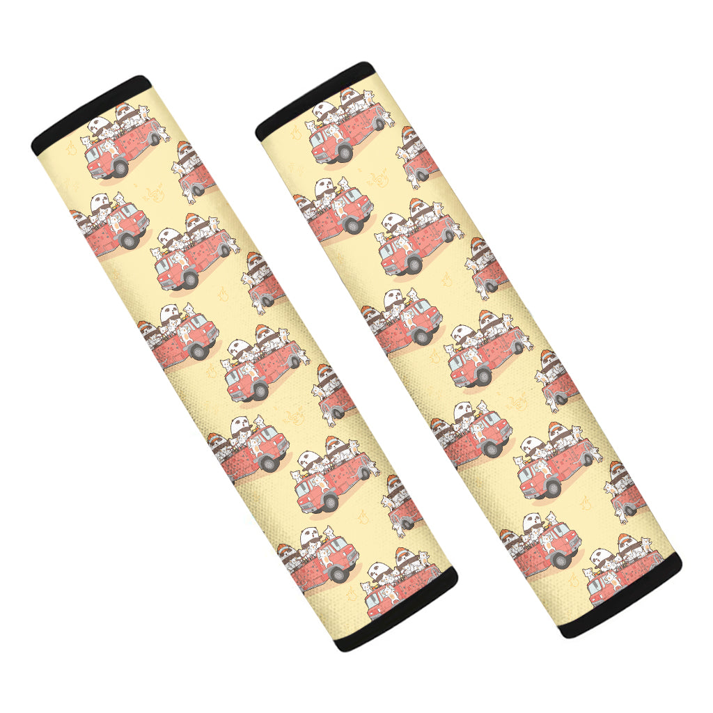 Panda Firefighter And Cat Pattern Print Car Seat Belt Covers