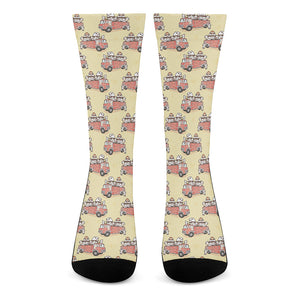 Panda Firefighter And Cat Pattern Print Crew Socks