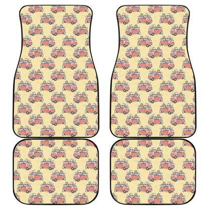 Panda Firefighter And Cat Pattern Print Front and Back Car Floor Mats