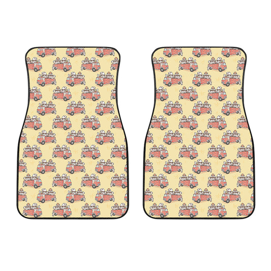 Panda Firefighter And Cat Pattern Print Front Car Floor Mats