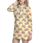 Panda Firefighter And Cat Pattern Print Hoodie Dress