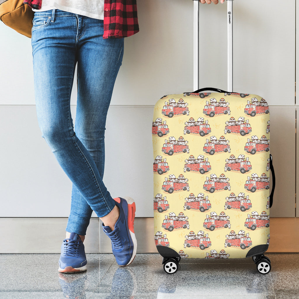 Panda Firefighter And Cat Pattern Print Luggage Cover