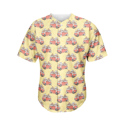 Panda Firefighter And Cat Pattern Print Men's Baseball Jersey