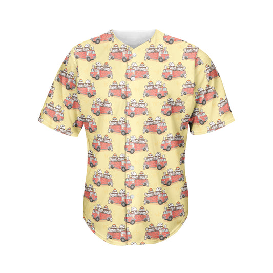 Panda Firefighter And Cat Pattern Print Men's Baseball Jersey